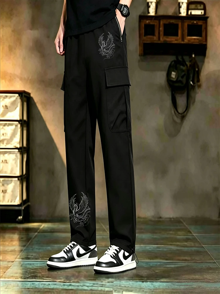 Men Chinese Phoenix Line Art Print Multi Pocket Cargo Pants Drawstring Ankle Cuff Straight Wide Leg Work Trousers Oriental Natio
Men Chinese Phoenix Line Art Print Multi Pocket Cargo Pants Drawstring Ankle Cuff Straight Wide Leg Work Trousers Oriental Natio