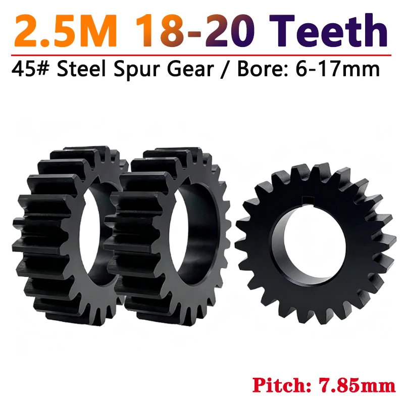 1pcs 2.5M Spur Gear 2.5 Mod 18/19/20 Teeth Flat Motor Gears 45# Steel Cylindrical Gear Bore 8 10 12 12.7 14 15-28mm Pitch 7.85mm
1pcs 2.5M Spur Gear 2.5 Mod 18/19/20 Teeth Flat Motor Gears 45# Steel Cylindrical Gear Bore 8 10 12 12.7 14 15-28mm Pitch 7.85mm