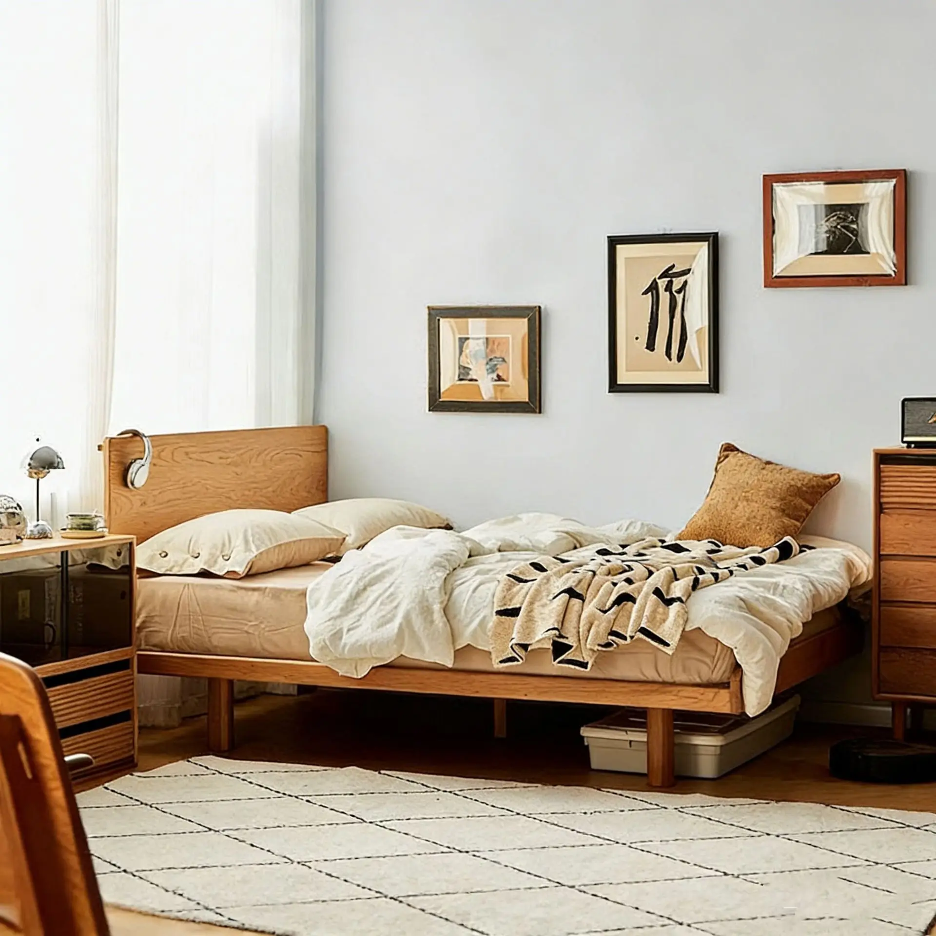 YJQ flush single bed suspended Japanese simple small apartment double solid wood bed
YJQ flush single bed suspended Japanese simple small apartment double solid wood bed