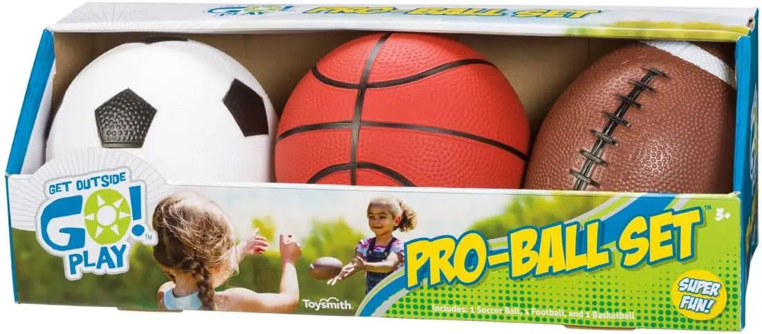 Toddler Sports Balls Set of 3 - Soccer, Football, Basketball for Indoor Outdoor Play
Toddler Sports Balls Set of 3 - Soccer, Football, Basketball for Indoor Outdoor Play