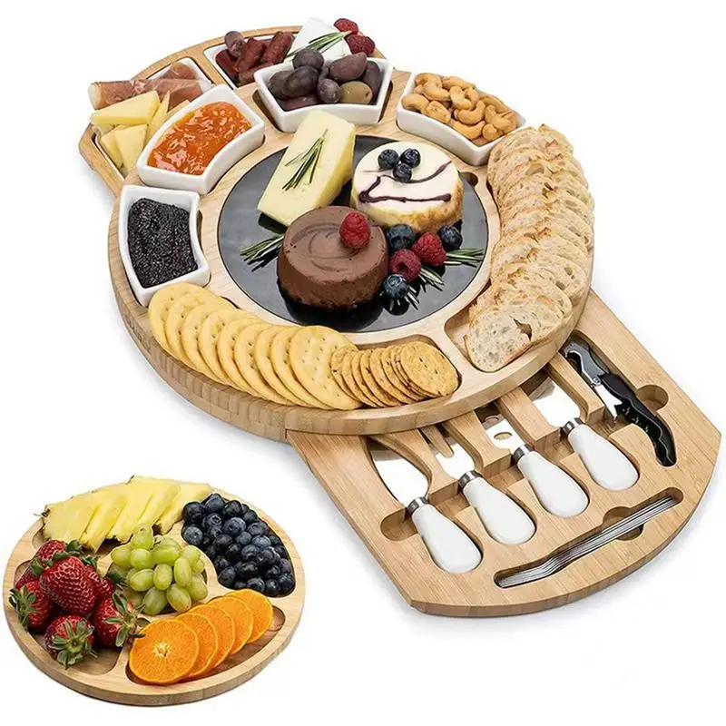 Charcuterie Board Set Round Charcuterie Boards in Wood Built-in Drawer Serving Tray Food Container for Kitchen Home Yard
Charcuterie Board Set Round Charcuterie Boards in Wood Built-in Drawer Serving Tray Food Container for Kitchen Home Yard