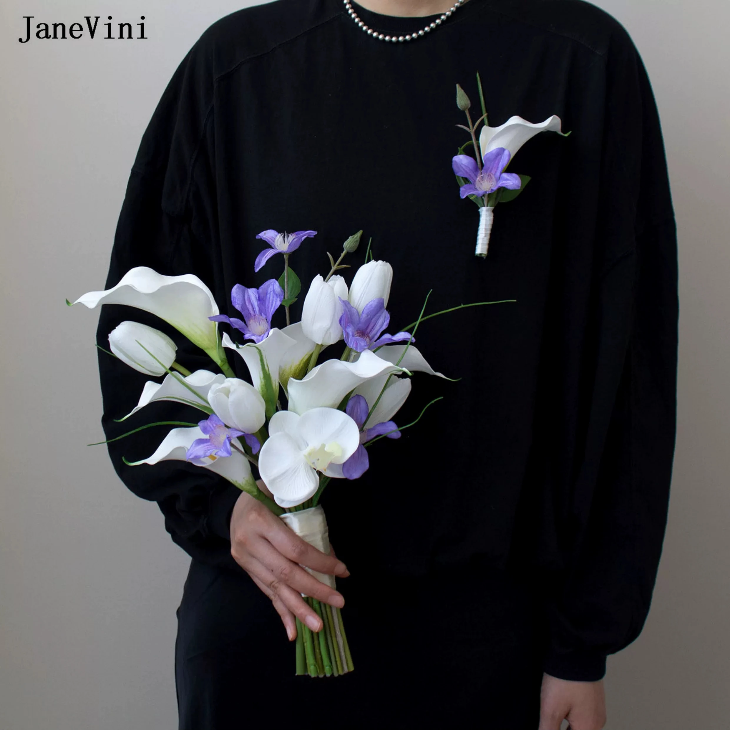 JaneVini Elegant Purple White Calla Lily Bridal Bouquets Artificial Tulip Bride Holding Silk Flowers Bouquet Wedding Accessories
JaneVini Elegant Purple White Calla Lily Bridal Bouquets Artificial Tulip Bride Holding Silk Flowers Bouquet Wedding Accessories