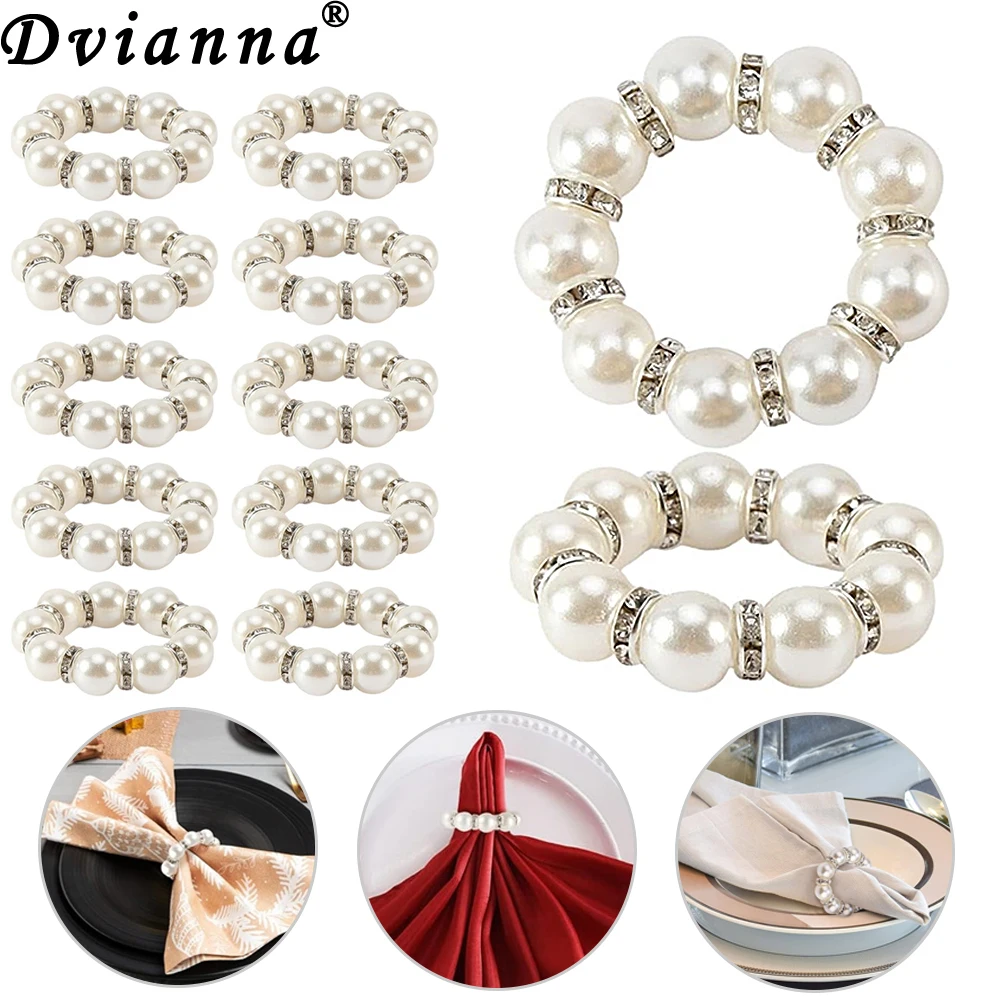 12Pcs Pearl Napkin Rings Stretched Pearl Rhinestone Beaded Napkin Rings Holder for Wedding Thanksgiving Party Dinner Table Decor
12Pcs Pearl Napkin Rings Stretched Pearl Rhinestone Beaded Napkin Rings Holder for Wedding Thanksgiving Party Dinner Table Decor