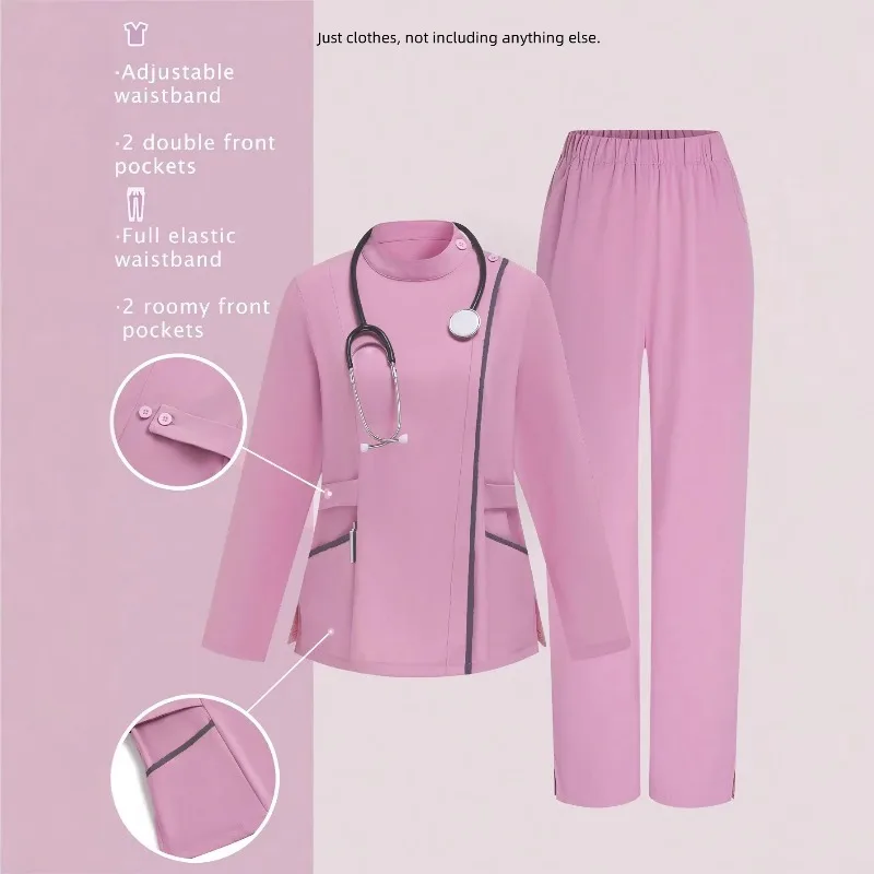 Розово-черный модный комплект для персонала: комбинезон с воротником-стойкой и длинными рукавами для салонов красоты и ветеринарных клиник
Розово-черный модный комплект для персонала: комбинезон с воротником-стойкой и длинными рукавами для салонов красоты и ветеринарных клиник