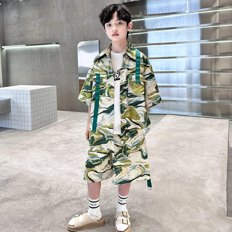 Summer Kids Boy Casual Sets Camouflage Shirt Top&Shorts Street Fashion Suit for 10 12 Years boys Casual Costume Printed 2pcs set
Summer Kids Boy Casual Sets Camouflage Shirt Top&Shorts Street Fashion Suit for 10 12 Years boys Casual Costume Printed 2pcs set