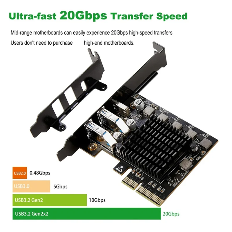 B50B-2 USB 3.2 Gen2 X2 A и 1 USB C Type-C Карта хост-контроллера Pcie X4 20 Гбит/с Высокоскоростная промышленная камера Захват видео
B50B-2 USB 3.2 Gen2 X2 A и 1 USB C Type-C Карта хост-контроллера Pcie X4 20 Гбит/с Высокоскоростная промышленная камера Захват видео