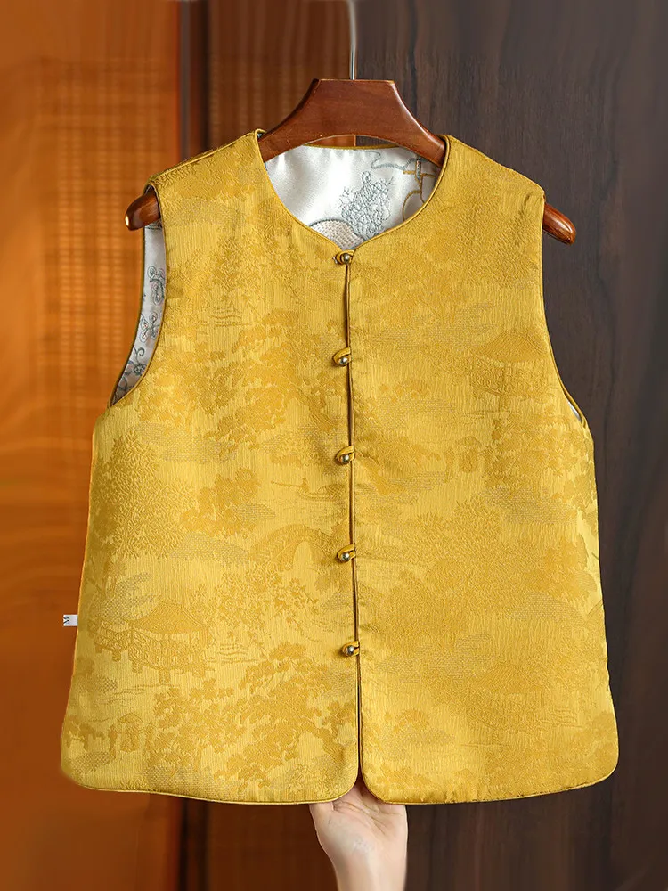 Новый китайский двусторонний носимый шелковый жилет Fraant Cloud, женский весенне-осенний круглый жилет с вышивкой для мамы...
Новый китайский двусторонний носимый шелковый жилет Fraant Cloud, женский весенне-осенний круглый жилет с вышивкой для мамы...