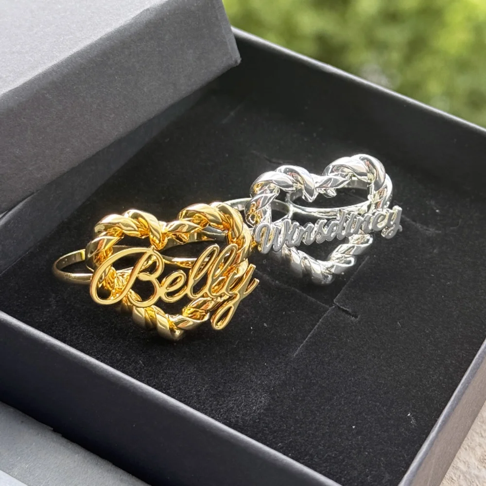 DUOYING Custom Twist Heart Name Ring Persanalized Small Size Nameplate Letter Double Ring For Girl's Gift
DUOYING Custom Twist Heart Name Ring Persanalized Small Size Nameplate Letter Double Ring For Girl's Gift