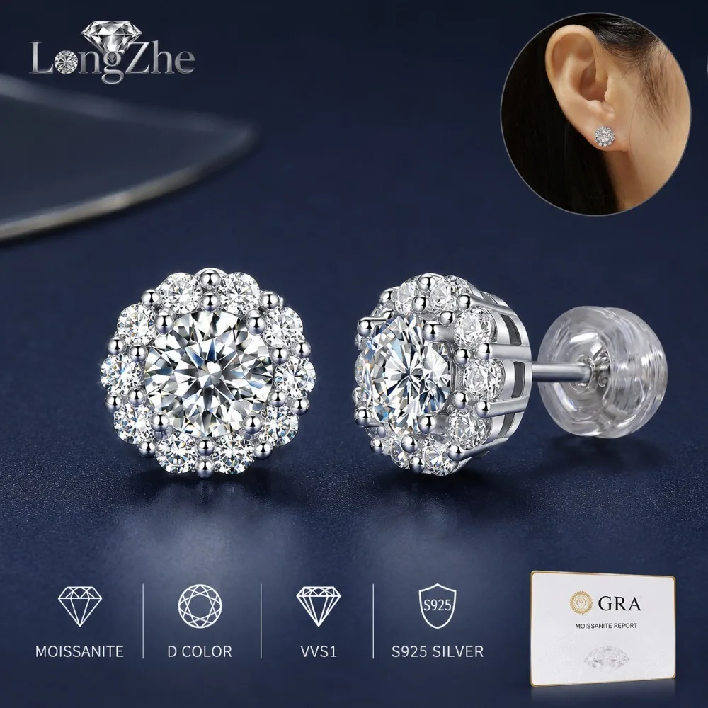 Moissanite Stud Earrings 0.5CT Round Cut D Color VVS1 S925 Sterling Silver Halo Design for Women Wedding Anniversary Gift
Moissanite Stud Earrings 0.5CT Round Cut D Color VVS1 S925 Sterling Silver Halo Design for Women Wedding Anniversary Gift