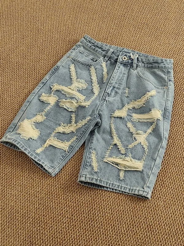 Retro Hole Denim Shorts Men Summer Trend Straight No Elastic Poor Five-Quarter Pants Washed out Youth Polyester Fiber
Retro Hole Denim Shorts Men Summer Trend Straight No Elastic Poor Five-Quarter Pants Washed out Youth Polyester Fiber