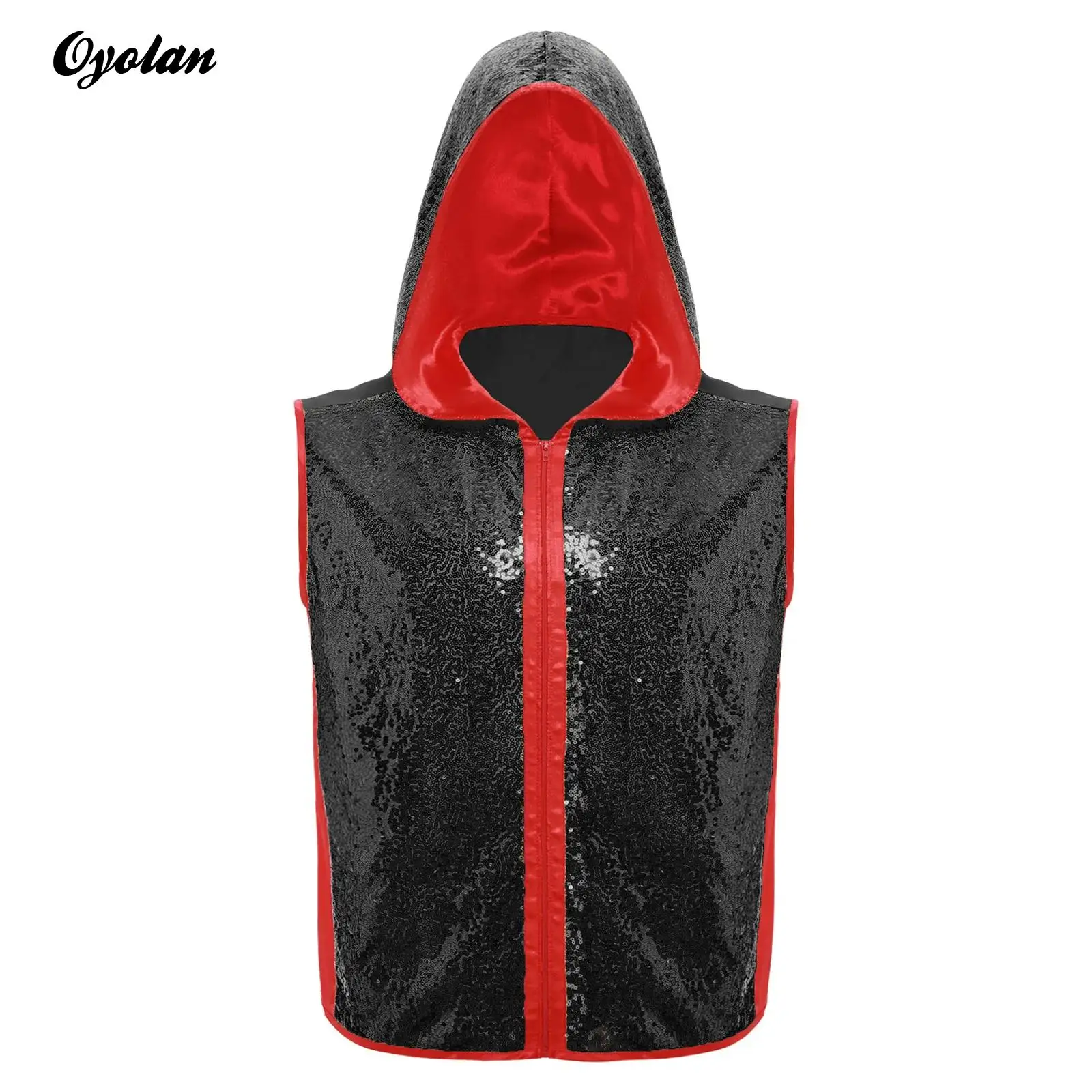 Mens Sparkly Hooded Boxing Tops Coat Jacket Sequined Sleeveless Zipper Closure Hoodie Vest Training Fitness Bodybuilding Costume 
Mens Sparkly Hooded Boxing Tops Coat Jacket Sequined Sleeveless Zipper Closure Hoodie Vest Training Fitness Bodybuilding Costume