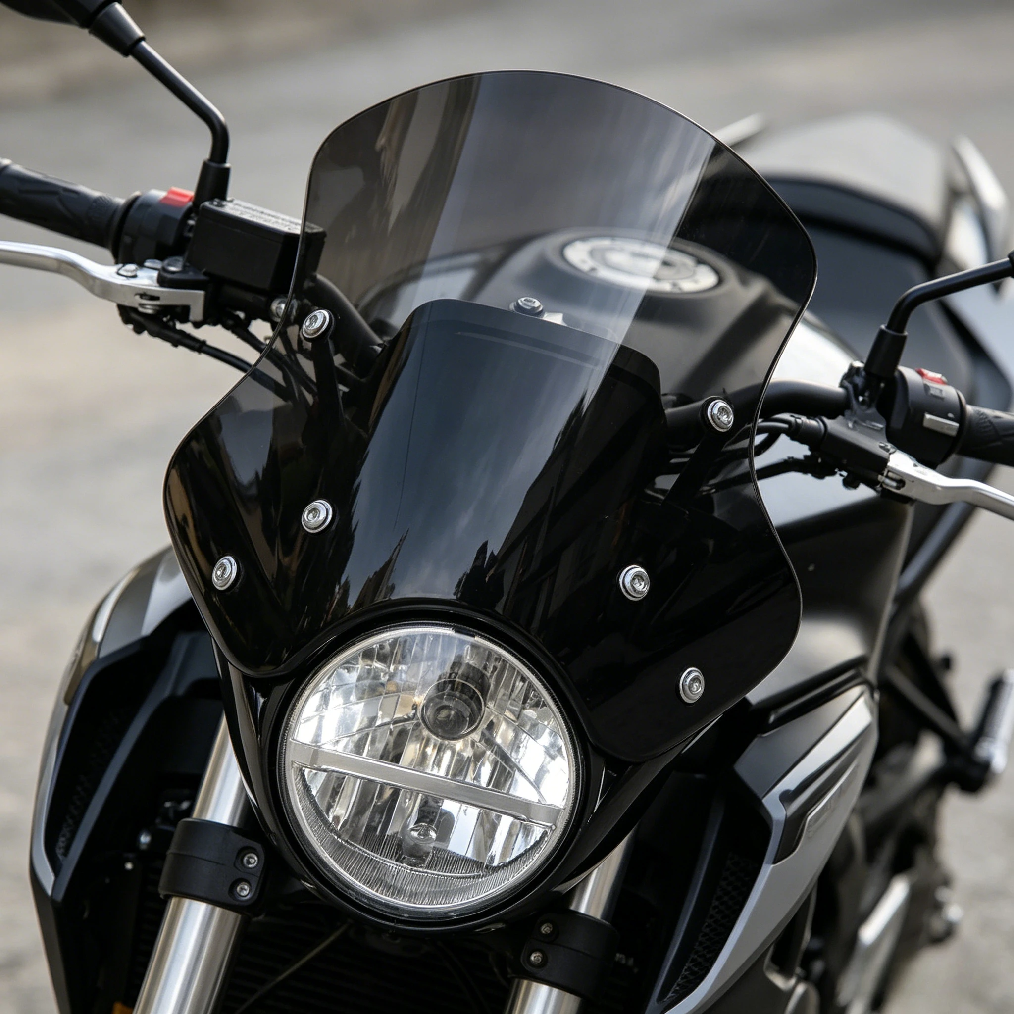 For Honda Yamaha Kawasaki Suzuki Harley Windscreen Universal Black Wind Deflector Fairing Motorcycle Windshield Accessories
For Honda Yamaha Kawasaki Suzuki Harley Windscreen Universal Black Wind Deflector Fairing Motorcycle Windshield Accessories