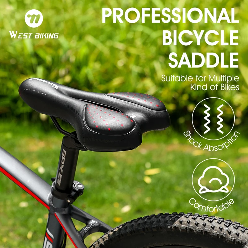 WEST BIKING Comfortable Bike Saddle Gel Painless PU Leather Shockproof Mountain Road BMX Bicycle Cushion Seat Bike Accessories
WEST BIKING Comfortable Bike Saddle Gel Painless PU Leather Shockproof Mountain Road BMX Bicycle Cushion Seat Bike Accessories