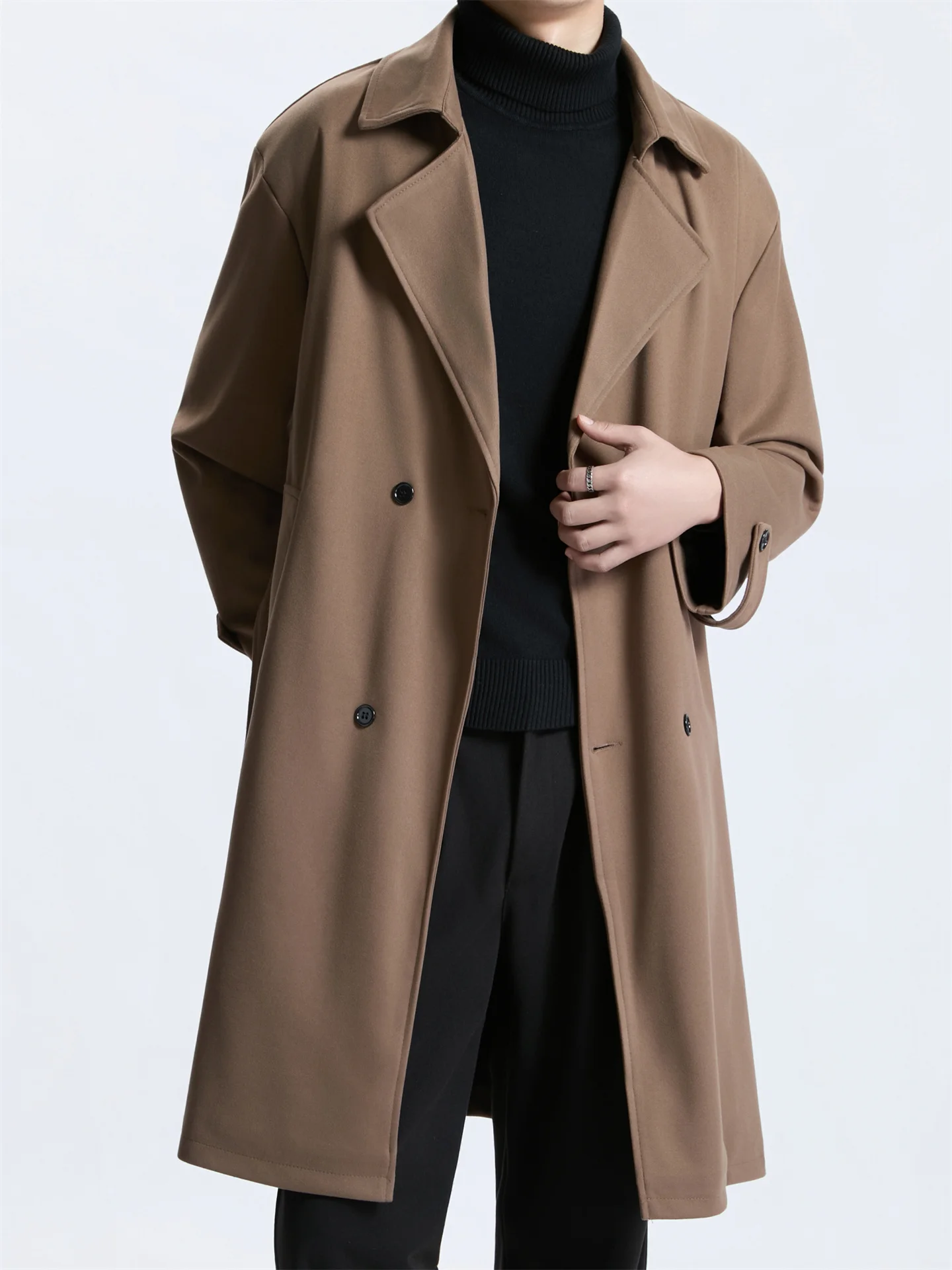 Корейское шерстяное мужское пальто средней длины в коричневом цвете, с двубортной застежкой, модная ветровка в британском стиле
Корейское шерстяное мужское пальто средней длины в коричневом цвете, с двубортной застежкой, модная ветровка в британском стиле