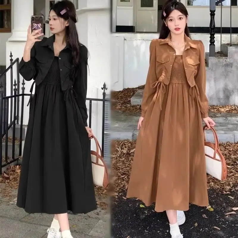 Женское платье на подтяжках большого размера в стиле ретро, новинка 2025, весенняя юбка, костюм с шалью, топы и длинное платье, комплекты из 2 предметов для женщин 
Женское платье на подтяжках большого размера в стиле ретро, новинка 2025, весенняя юбка, костюм с шалью, топы и длинное платье, комплекты из 2 предметов для женщин