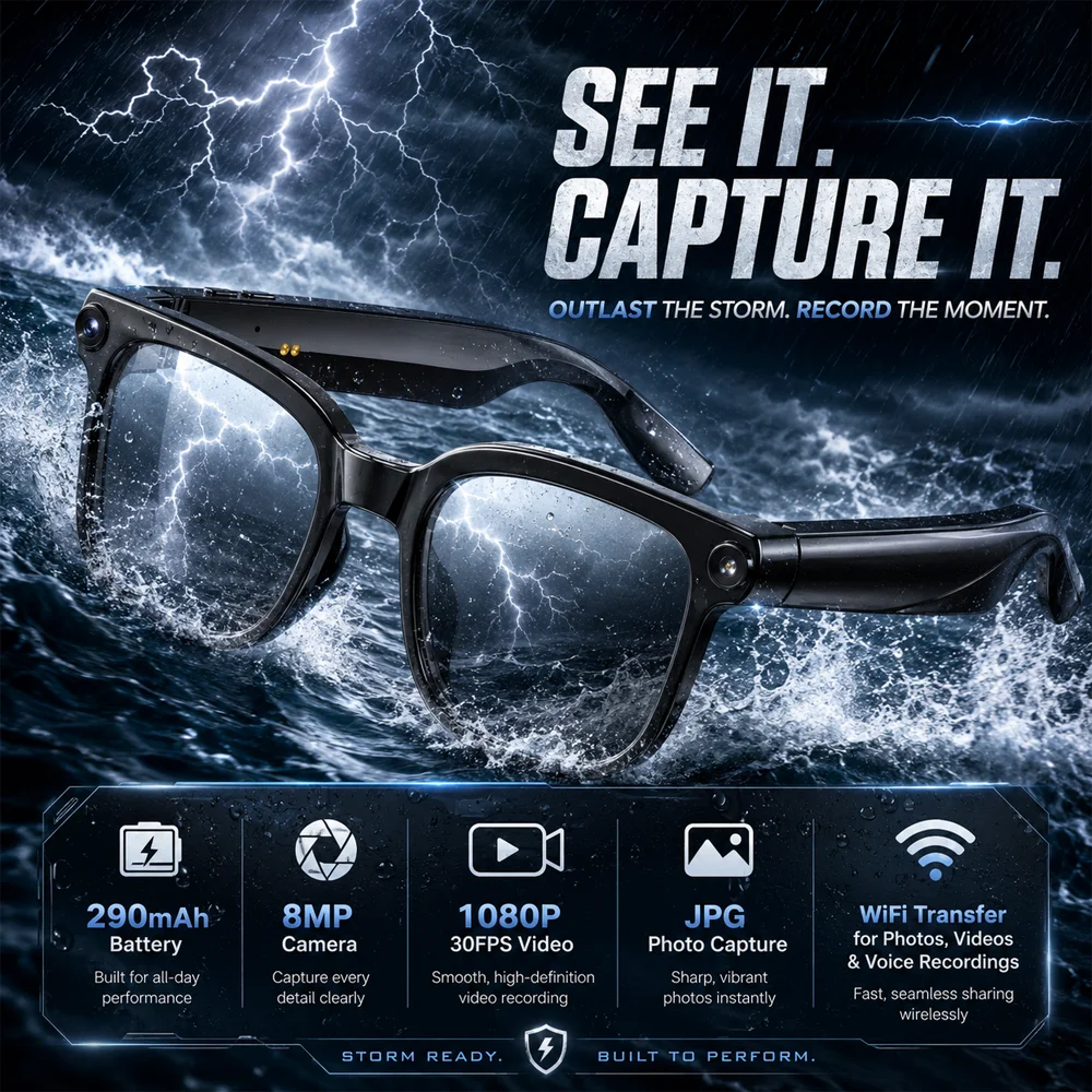 2026 New Smart Glasses IP65 Waterproof 800W HD Camera Photo Video Recording AI Smart Assistant AI Translation Smart Glasses
2026 New Smart Glasses IP65 Waterproof 800W HD Camera Photo Video Recording AI Smart Assistant AI Translation Smart Glasses