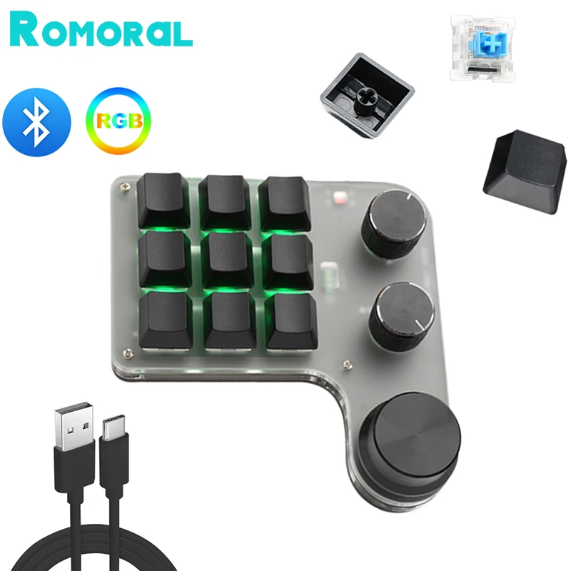 RGB Macro Keyboard Bluetooth USB Custom Keyboard Knob Mini Mechanical Keyboard Programming Macro Gaming Photoshop Keypad
RGB Macro Keyboard Bluetooth USB Custom Keyboard Knob Mini Mechanical Keyboard Programming Macro Gaming Photoshop Keypad