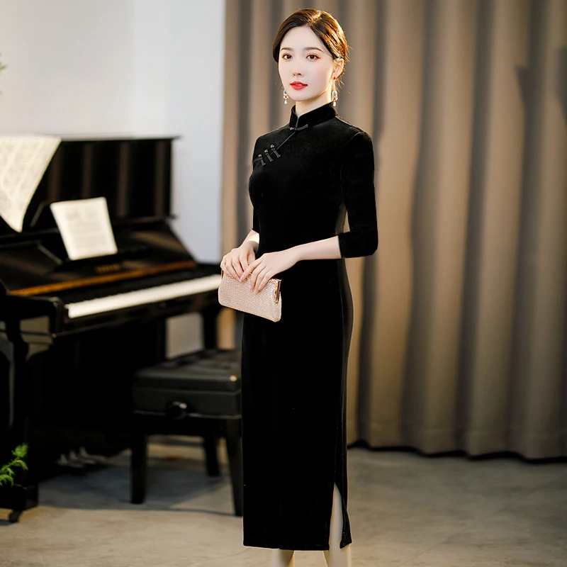 Ele Velvet Young Sle Bla Color Mommy Dr Chinese Sle Qipao Daily Wear High Quali Faionable Women's ...
Ele Velvet Young Sle Bla Color Mommy Dr Chinese Sle Qipao Daily Wear High Quali Faionable Women's ...