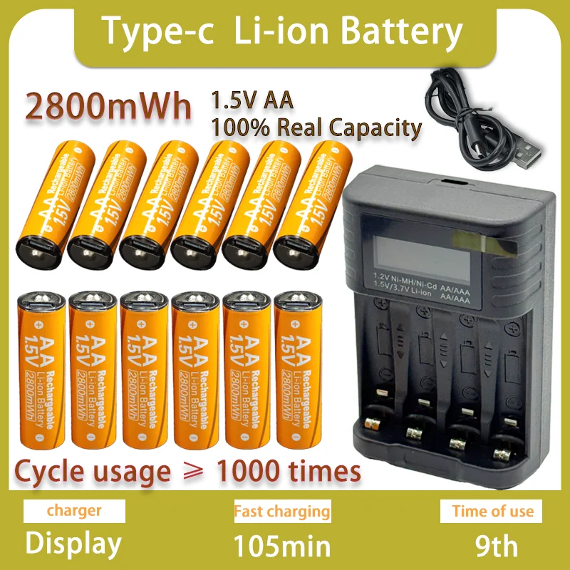 2025 New High Performance True Capacity TYPE-C Rechargeable Lithium Battery AA usb 1.5V Rechargeable Battery Camera Game Console
2025 New High Performance True Capacity TYPE-C Rechargeable Lithium Battery AA usb 1.5V Rechargeable Battery Camera Game Console