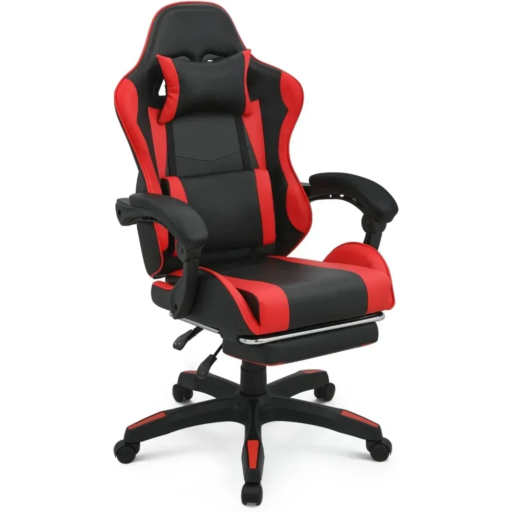 Игровой стул с подставкой для ног с высокой спинкой, вращающийся игровой стул с подголовником и поддержкой поясницы
Игровой стул с подставкой для ног с высокой спинкой, вращающийся игровой стул с подголовником и поддержкой поясницы