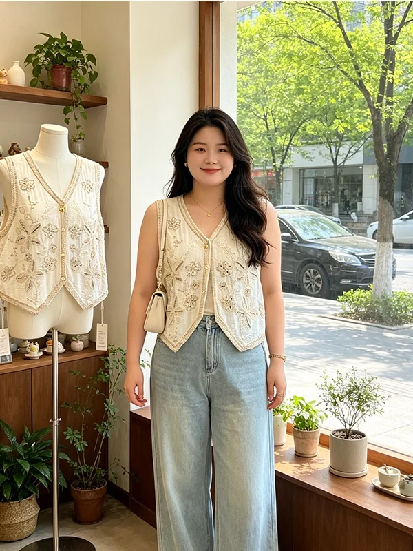 Summer 2026 New plus Size Korean Design Shiny Sequin Embroidery Anti-Aging Versatile Layering Vest Outerwear Top
Summer 2026 New plus Size Korean Design Shiny Sequin Embroidery Anti-Aging Versatile Layering Vest Outerwear Top