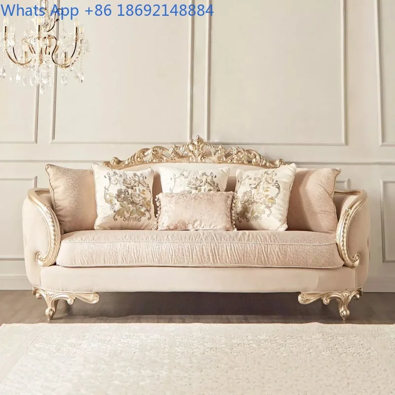 French Country Carved Solid Wood Sofa European Retro Fabric Sofa American Three-Seater Sofa Luxury
French Country Carved Solid Wood Sofa European Retro Fabric Sofa American Three-Seater Sofa Luxury