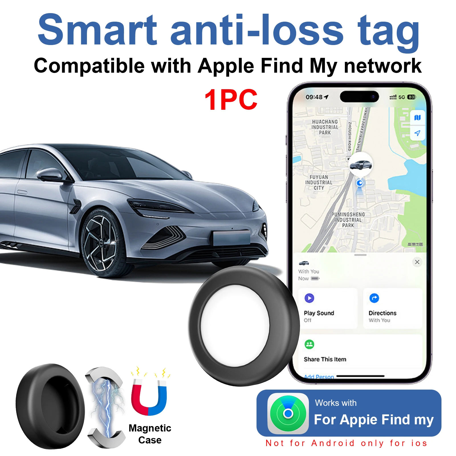 iOS Location Tag — Compatible with the iOS Find My Tracking Ecosystem — Features a Silicone Case with Strong Magnetic Adhesion
iOS Location Tag — Compatible with the iOS Find My Tracking Ecosystem — Features a Silicone Case with Strong Magnetic Adhesion