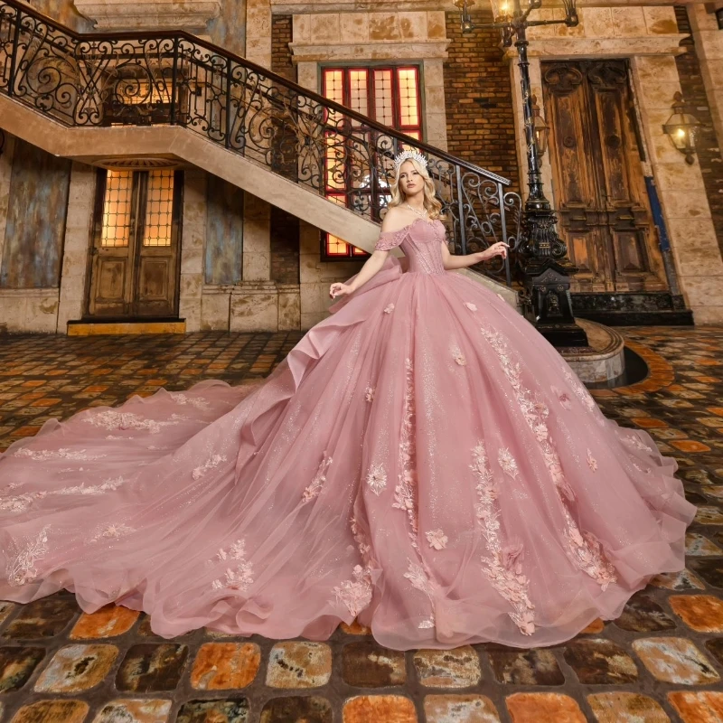 Pink Shiny 2025 Quinceanera Dresses 3D Flower Appliques Ball Gown Bride Robe Sweetheart Birthday Party Vestidos 15 De Novia
Pink Shiny 2025 Quinceanera Dresses 3D Flower Appliques Ball Gown Bride Robe Sweetheart Birthday Party Vestidos 15 De Novia