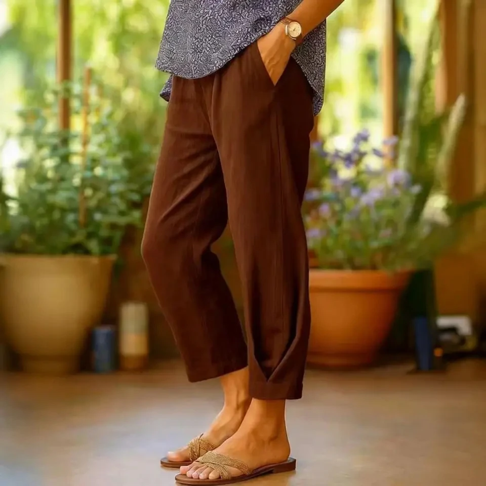 Elastic Waist Pants Women’s Mid-rise Pants with Elastic Waist Pockets Loose Fit Leisure Trousers for Work Travel Wear Women
Elastic Waist Pants Women’s Mid-rise Pants with Elastic Waist Pockets Loose Fit Leisure Trousers for Work Travel Wear Women