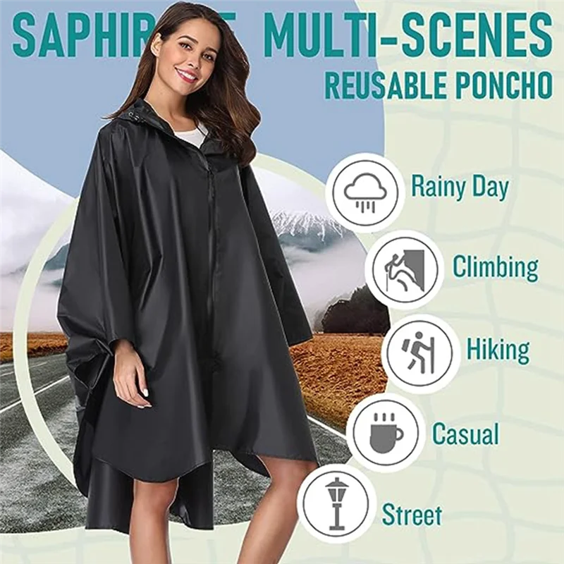 Rain Poncho Windproof Poncho Jacket Coat Waterproof Raincoat Hooded For Adults With Pockets
Rain Poncho Windproof Poncho Jacket Coat Waterproof Raincoat Hooded For Adults With Pockets