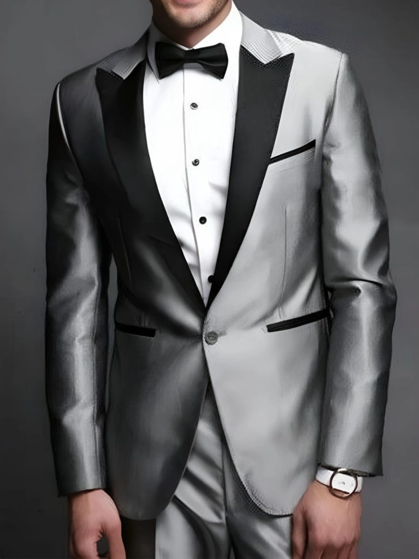 Grey Satin Wedding Suit for Men Custom Tailored 2 Piece
Grey Satin Wedding Suit for Men Custom Tailored 2 Piece