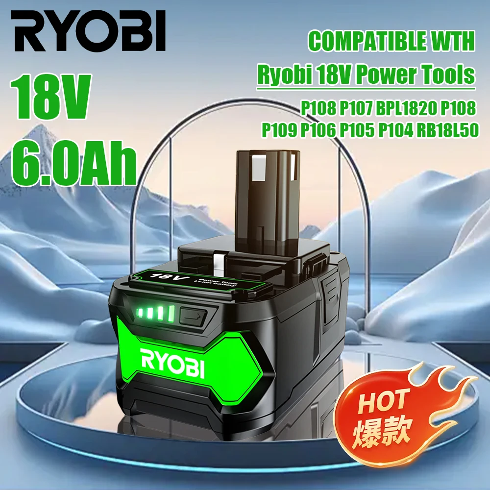 Ryobi 18V Tools P102 P103 P104 P105 P107 P108 P109 ONE+ Tools Replacement Lithium Ion Battery Original 6.0Ah Ryobi Battery
Ryobi 18V Tools P102 P103 P104 P105 P107 P108 P109 ONE+ Tools Replacement Lithium Ion Battery Original 6.0Ah Ryobi Battery