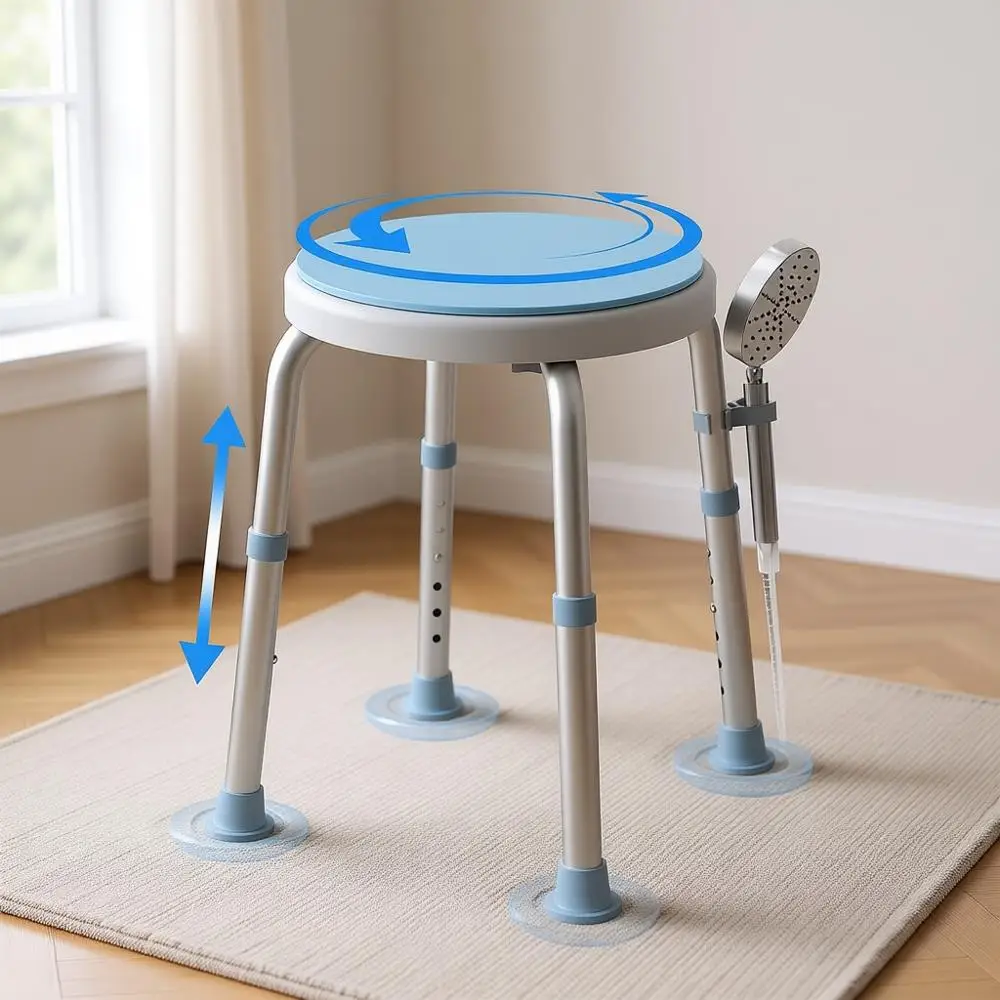 360 ° Вращающийся стул для душа с нескользящим сиденьем, регулируемой высотой, легкий, простой в сборке
360 ° Вращающийся стул для душа с нескользящим сиденьем, регулируемой высотой, легкий, простой в сборке