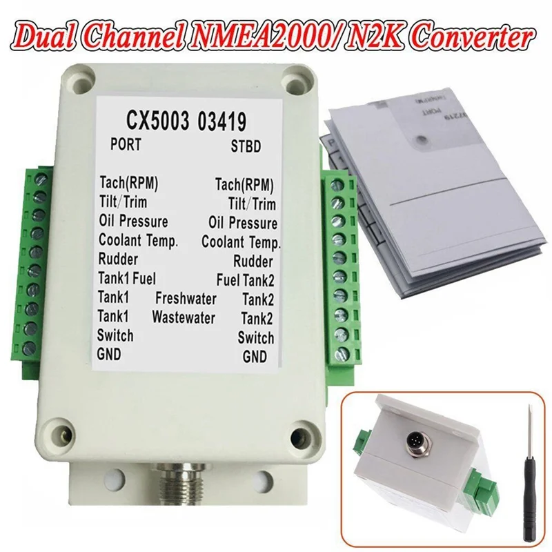 1 Piece Dual Channel NMEA2000 Converter N2K 0-190 Ohm Up To 18 Sensors Marine Boat Yacht CX5003-A02G
1 Piece Dual Channel NMEA2000 Converter N2K 0-190 Ohm Up To 18 Sensors Marine Boat Yacht CX5003-A02G
