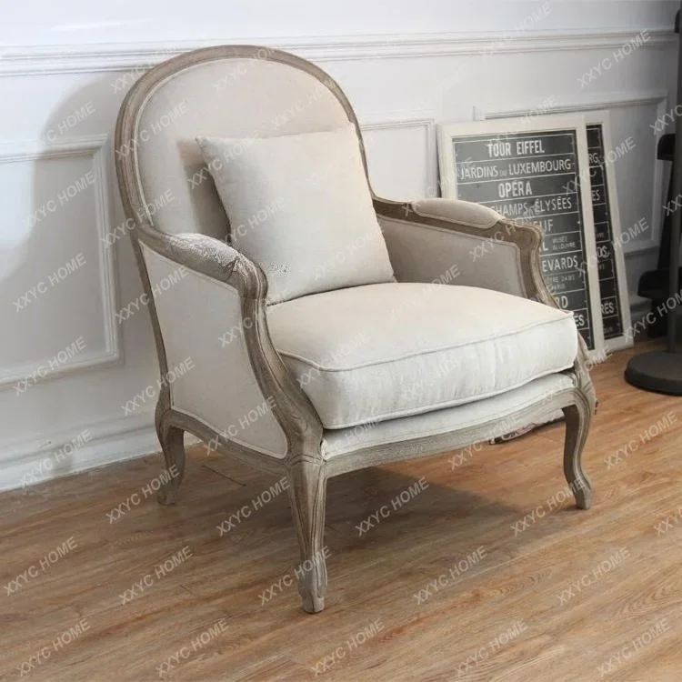 Solid wood antique furniture oak linen armchair single sofa leisure chair
Solid wood antique furniture oak linen armchair single sofa leisure chair