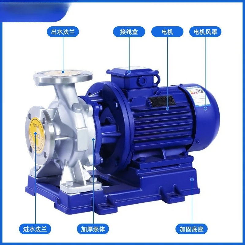 Stainless steel horizontal pipeline pump corrosion resistance high temperature 304 316L single stage chemical centrifugal pump
Stainless steel horizontal pipeline pump corrosion resistance high temperature 304 316L single stage chemical centrifugal pump