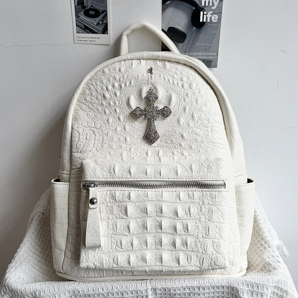 Original White Goth Crocodile Pattern Backpack Schoolbag Men's and Women's Premium Texture Y2k Backpack
Original White Goth Crocodile Pattern Backpack Schoolbag Men's and Women's Premium Texture Y2k Backpack