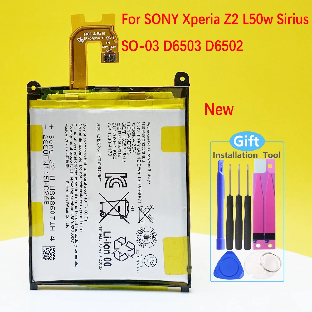 NEW Battery For SONY Xperia Z2 L50w L50U L50T SiriusSO-03 D6503 D6502 Phone LIS1543ERPC 3200mAh High Quality
NEW Battery For SONY Xperia Z2 L50w L50U L50T SiriusSO-03 D6503 D6502 Phone LIS1543ERPC 3200mAh High Quality