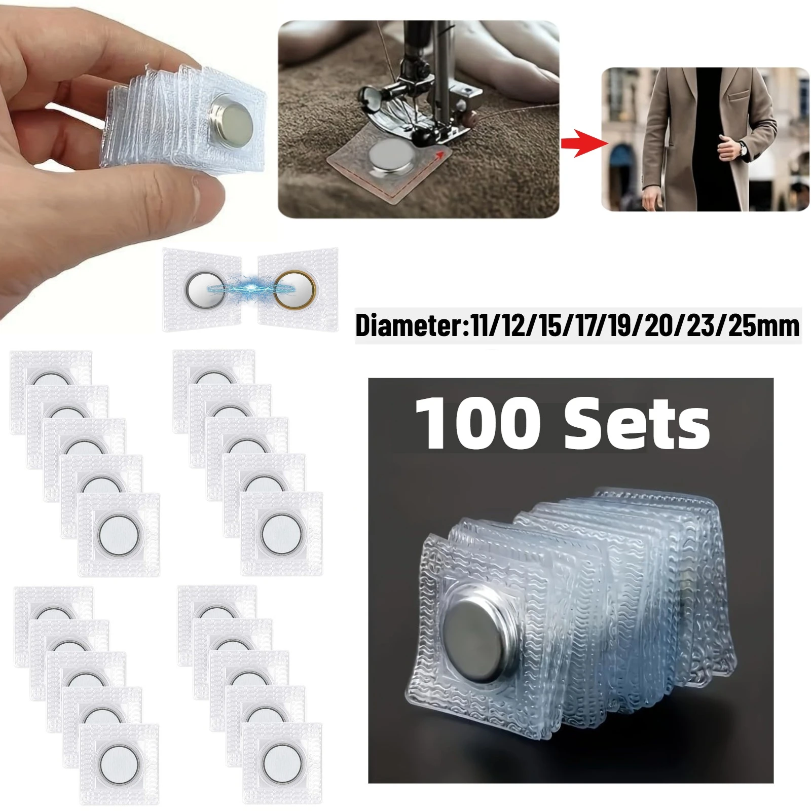 100 sets 11mm-25mm Diameter Invisible Hidden Sew Magnetic Snap PVC Hidden Purse Fastener for Handbag Clothing DIY Craft Sewing
100 sets 11mm-25mm Diameter Invisible Hidden Sew Magnetic Snap PVC Hidden Purse Fastener for Handbag Clothing DIY Craft Sewing