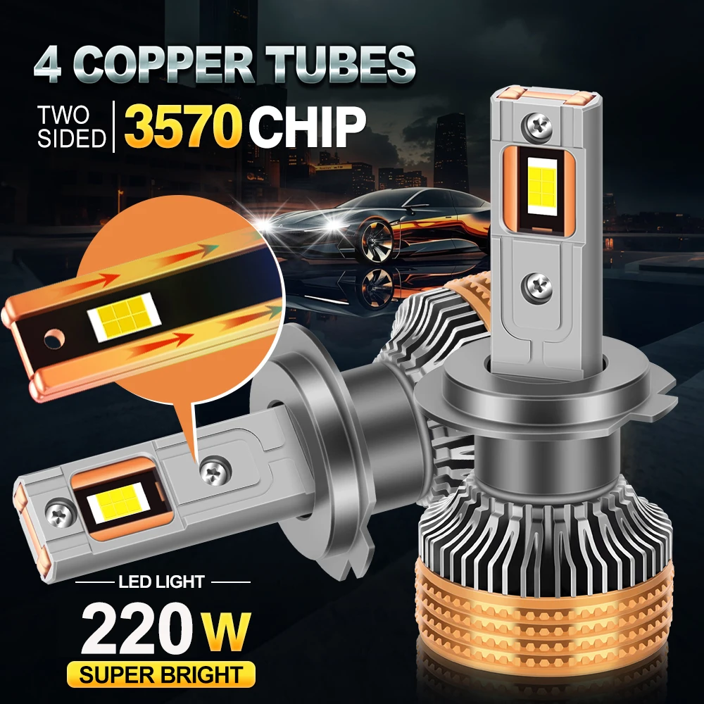 2PCS Car Headlight Bulbs H7 Single Beam Super Brightness 6000K White Headlamp Turbo Cooling Fan 4 Copper Tube Auto Light 20000LM
2PCS Car Headlight Bulbs H7 Single Beam Super Brightness 6000K White Headlamp Turbo Cooling Fan 4 Copper Tube Auto Light 20000LM