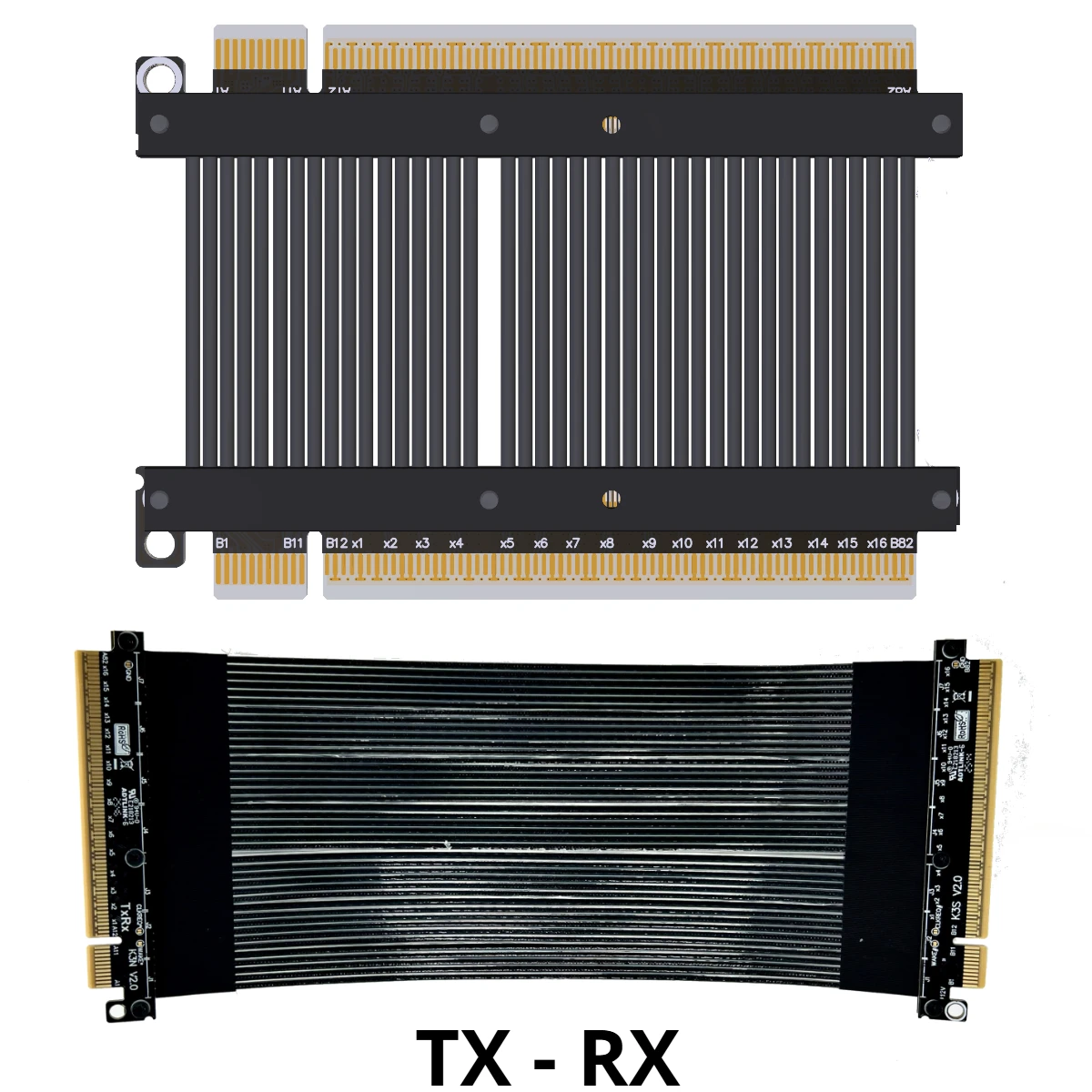 PCIe 5.0 x16 Riser Cable Male to Male Extension PCIe TX-RX Signal Direct / SWAP Docking PCIe High Speed GEN5 Signal Transmission
PCIe 5.0 x16 Riser Cable Male to Male Extension PCIe TX-RX Signal Direct / SWAP Docking PCIe High Speed GEN5 Signal Transmission