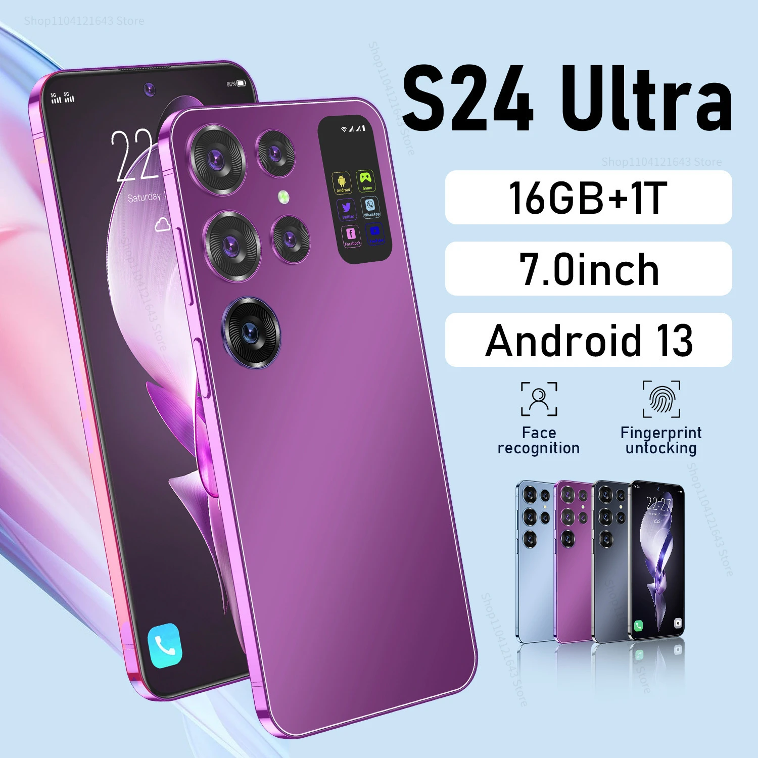 Hot New S24 Ultra Smart phone 7.3 inch Full Screen 4G/5G Cell Phone 22TB+2TB 7800mAh Mobile Phones Global Version Celulares
Hot New S24 Ultra Smart phone 7.3 inch Full Screen 4G/5G Cell Phone 22TB+2TB 7800mAh Mobile Phones Global Version Celulares