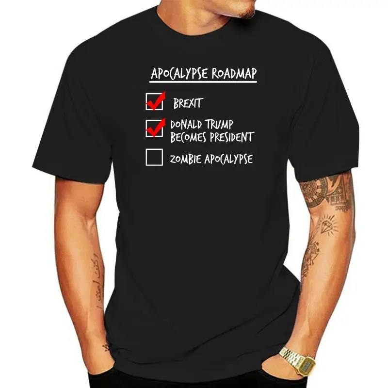 Apocalypse Roadmap Men Tshirt Zombie Donald Trump Leisure Tops Tees Father Fashion Short Sleeve Clothing Shirt New Design
Apocalypse Roadmap Men Tshirt Zombie Donald Trump Leisure Tops Tees Father Fashion Short Sleeve Clothing Shirt New Design