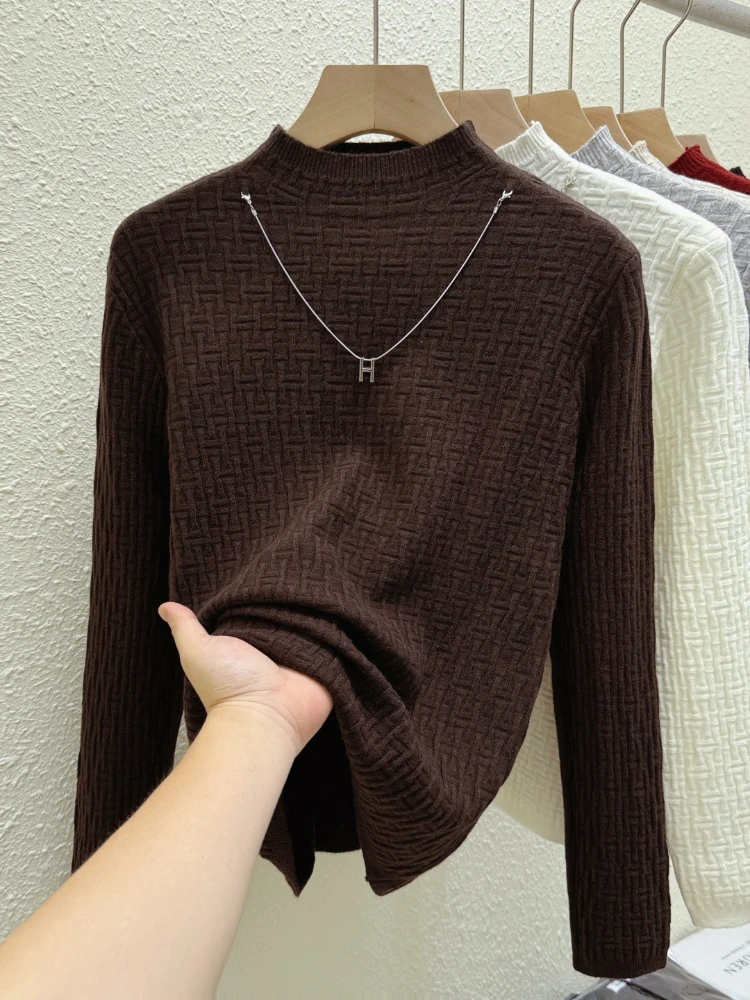 Женские вязаные простые пуловеры с длинными рукавами, осень-зима 2025 года, свитер с воротником, женский однотонный повседневный универсальный свитер
Женские вязаные простые пуловеры с длинными рукавами, осень-зима 2025 года, свитер с воротником, женский однотонный повседневный универсальный свитер
