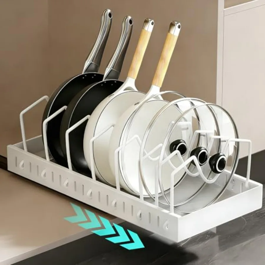 Pot and Pan Organizer under Cabinet Pull Out, Pot Lid Holder for Kitchen, Cookware Storage Rack with Slide Rails, Slide-out Dra
Pot and Pan Organizer under Cabinet Pull Out, Pot Lid Holder for Kitchen, Cookware Storage Rack with Slide Rails, Slide-out Dra