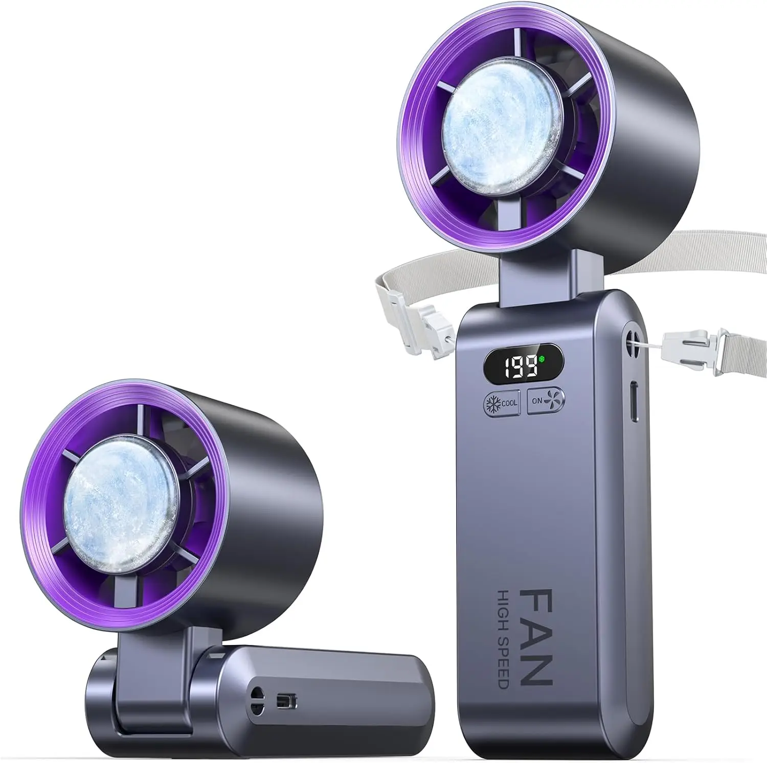 Turbo Fan with Ice Cooler, 1-199 Speed, 20000 RPM, Rechargeable, Portable for Travel/Outdoor/Home, Purple
Turbo Fan with Ice Cooler, 1-199 Speed, 20000 RPM, Rechargeable, Portable for Travel/Outdoor/Home, Purple