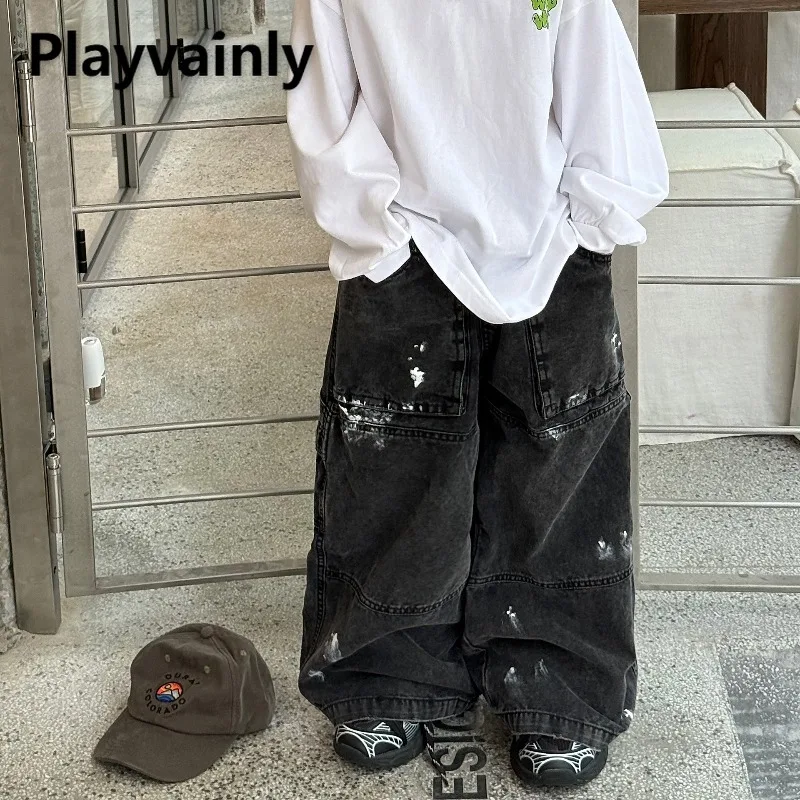 Новинка 2023 года, уличные модные джинсовые брюки для мальчиков, весенне-осенние детские черные джинсы, свободные широкие повседневные брюки, детская одежда A5066
Новинка 2023 года, уличные модные джинсовые брюки для мальчиков, весенне-осенние детские черные джинсы, свободные широкие повседневные брюки, детская одежда A5066