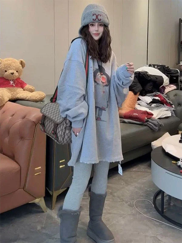 plus Size 300 Pounds Cartoon Long Sleeve Hoodie Women's Loose Butt Covering Versatile Top Casual Style round Neck Sweatshirt
plus Size 300 Pounds Cartoon Long Sleeve Hoodie Women's Loose Butt Covering Versatile Top Casual Style round Neck Sweatshirt