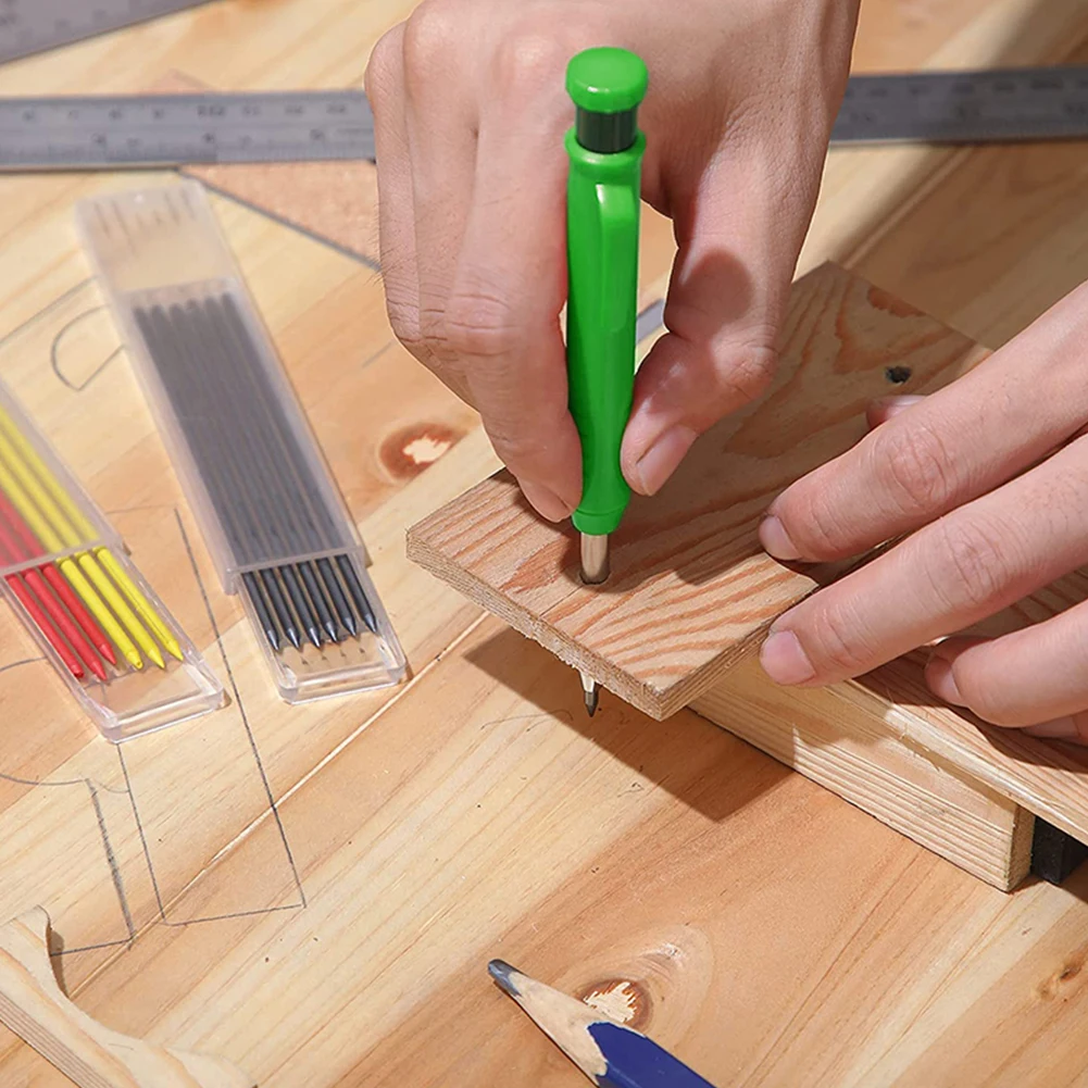 Solid Carpenter Pencil With Refill Leads And Built-In Sharpener For Deep Hole Mechanical Pencil Marker Marking Woodworking Tools
Solid Carpenter Pencil With Refill Leads And Built-In Sharpener For Deep Hole Mechanical Pencil Marker Marking Woodworking Tools