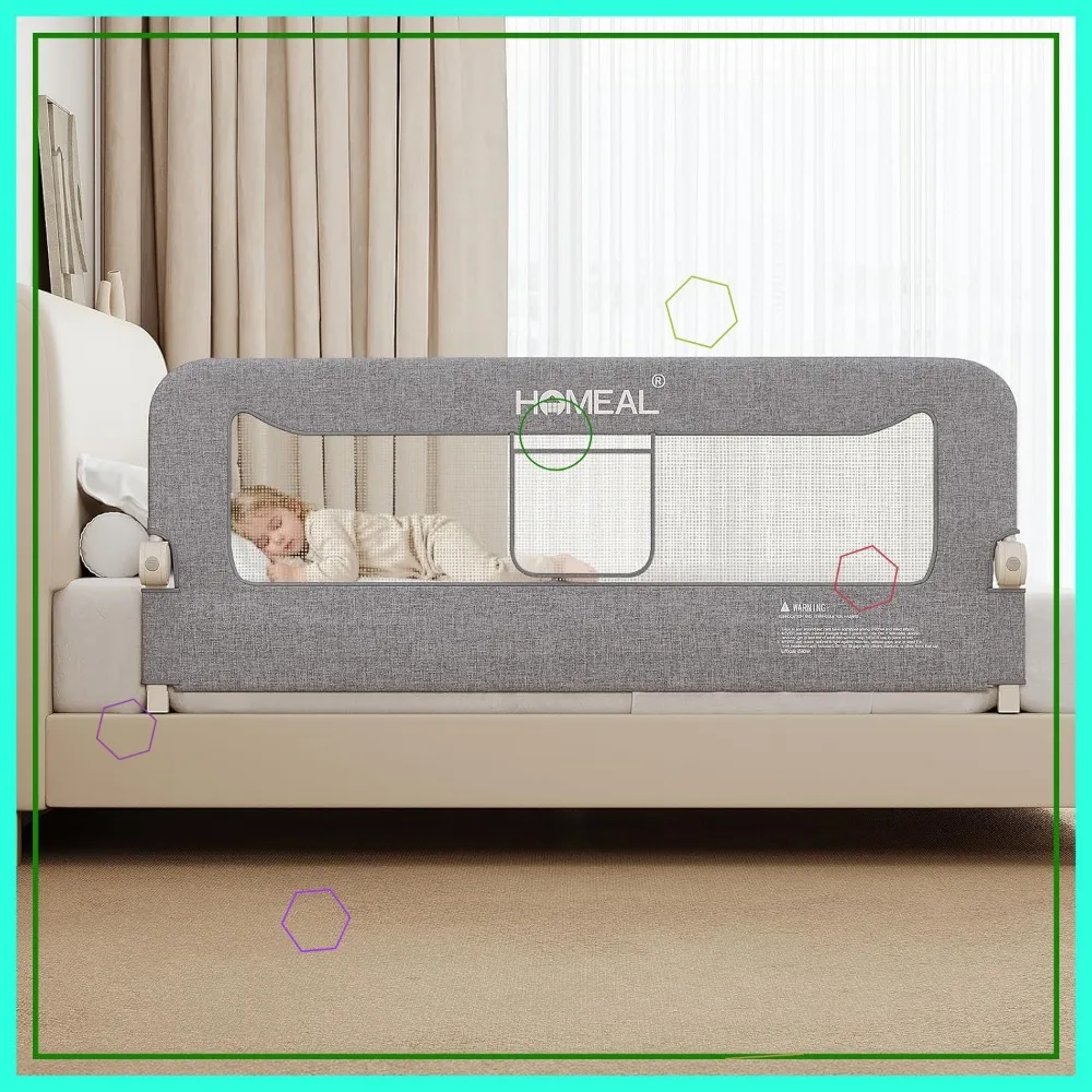 59in Swing Down Toddler Bed Rail Guard, Safety Bed Rails for King, Queen, Full & Twin Beds, Grey
59in Swing Down Toddler Bed Rail Guard, Safety Bed Rails for King, Queen, Full & Twin Beds, Grey